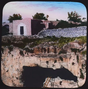 FOTO COLOREADA A MANO TUMBA DE LOS REYES JERUSALÉN C1883 Linterna Mágica Diapositiva - Imagen 1 de 3