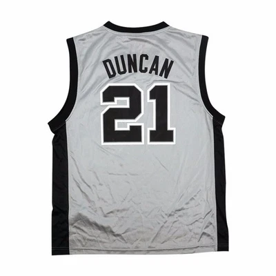 Tim Duncan San Antonio Spurs NBA Men's Mass Silver Replica Basketball Jersey - Image 1 of 4