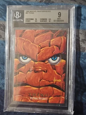 1992 MARVEL Skybox Masterpieces JUSKO THING  Comic Book CARD #91 PSA 9 MINT Rare - Image 1 of 2