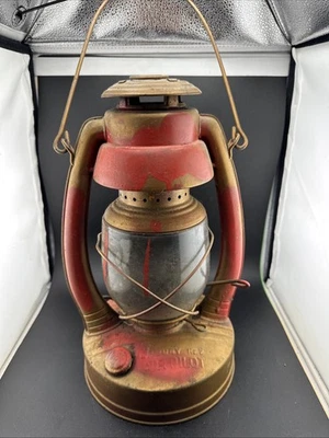 Rojo "No. Linterna de ferrocarril de queroseno 2 Air Pilot - Embury MFG. Co. Warsaw NY Foto 1 de 4