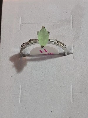 RBP 3883 Undeniable Love Lab Created Mint Green Opal Rhodium Plated Size 11 Ring - Image 1 of 4