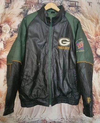 Vintage Green Bay Packers Super Bowl XXXI Leather Jacket XL – 1997 NFL Champions - Image 1 of 4