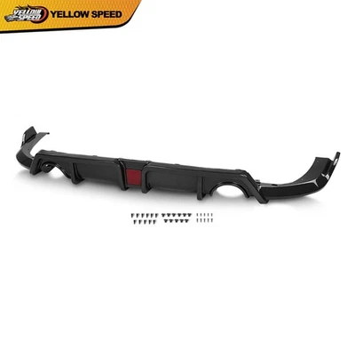 Carbon Fiber Look Rear Lip Diffuser Body Kit w/LED Fit For 2016-2021 Honda Civic - Image 1 of 4