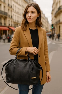 RARE Michael Kors Collection Lexi Black Large EW Satchel Genuine Snake Leather - Image 1 of 4