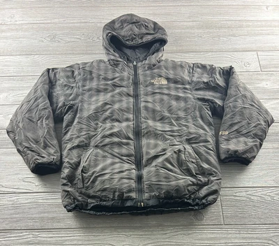 North Face Reversible Jacket Boys Large Hooded Plaid Puffer Winter Coat - Image 1 of 4