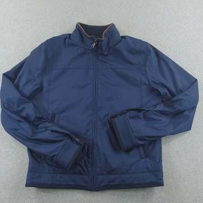 Brooks Brothers Jacket Mens Small Blue Full Zip Leather Trim Lightweight Bomber - Image 1 of 4