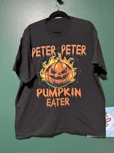 T-shirt maglietta uomo XXL Halloween Peter mangiatore di zucca nera vacanza raccapricciante Jack  - Foto 1 di 12