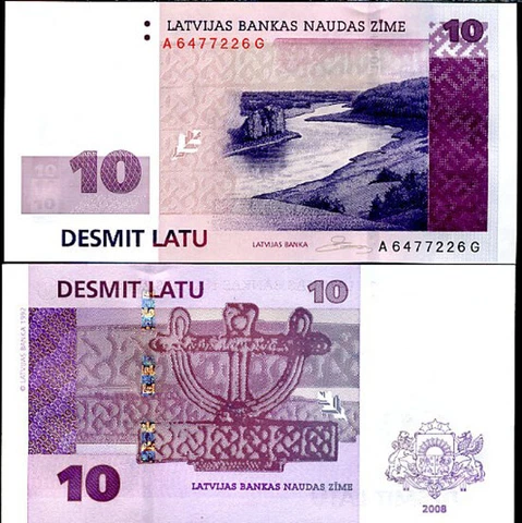 Latvia 10 Lati 2008 P 54 UNC Cover