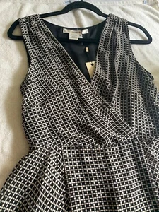 BNWT Studio M  Vincenza  Black / Cream Sleeveless Shift Dress Sz. M W/ SHIPPING - Picture 1 of 12