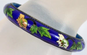 Brazalete Brazalete Antiguo Vintage Chino Esmalte Cloisonné Ancho Floral Flor Peonía - Imagen 1 de 12
