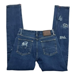 Gustin Jeans #239 Mens 28 x 31 Blue Raw Distressed Selvedge Slim Button Fly - Picture 1 of 16