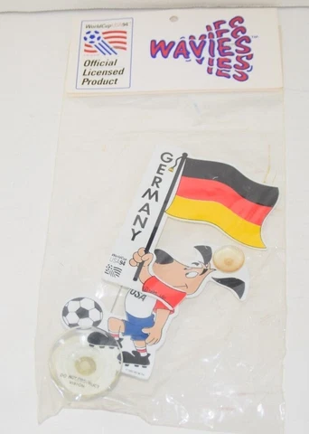 World Cup '94 1994 Soccer Mascot Flag GERMANY Wavies Window Cling NEW NIP Rare Cover