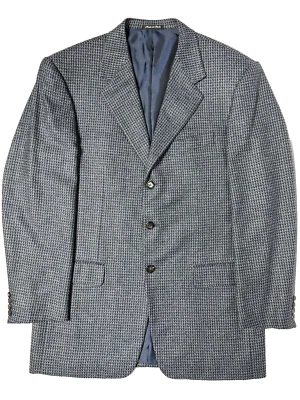 Blazer Ermenegildo Zegna Itália lã cashmere 3 botões cinza xadrez masculino 44L (54IT) - Imagem 1 de 4