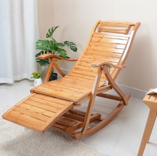 WISFOR Rocking Chair Armchair Lounging Rocker Deck Relaxing Recliner Seat Bamboo