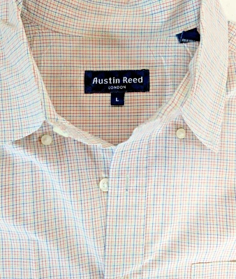 Camisa Oxford Austin Reed London Para Hombres L/S Abotonada Azul Naranja Rojo Cuadros Talla L Foto 1 de 4