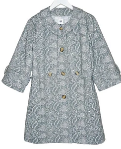 Cabi Snakeskin Print Long Blazer Jacket Size S Button Front Trench Coat Preppy - Picture 1 of 13