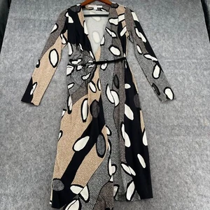Diane Von Furstenberg Elizabel Wrap Dress 4 Justin Print Silk - Picture 1 of 18