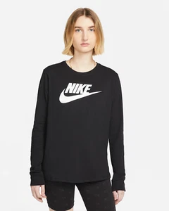 Nike Women's Sportswear Essential Cotton Logo Top Black, XS - Picture 1 of 6