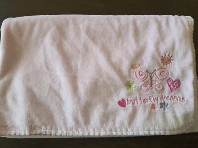 Koala Baby Pink Butterfly Dreams Baby Blanket chamois Cotton 40"30" BABIES R US - Image 1 of 4