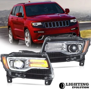 Chrome LED Projector Headlights For 2011-2013 Jeep Grand Cherokee Front Lamp - Picture 1 of 18