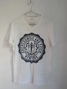 Abercrombie & Fitch Ivory Graphic Print Short Sleeve T-shirt Size L (T40) - Foto 1 di 5