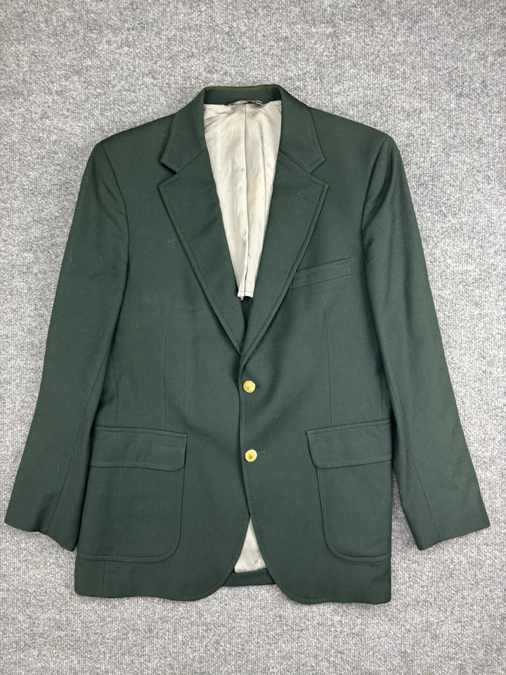 Lands' End Blazer Mens 42R Large Green 100% Wool Charter Collection Gold Buttons - Image 1 of 4