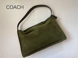 Coach Vintage seltene grüne Wildleder Leder Top genäht Schultertasche 9476 aus Japan - Bild 1 von 24