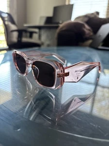 PRADA PR 17WS 19Q10D Transparent Peach Brown Women's 49 mm Sunglasses - Picture 1 of 7