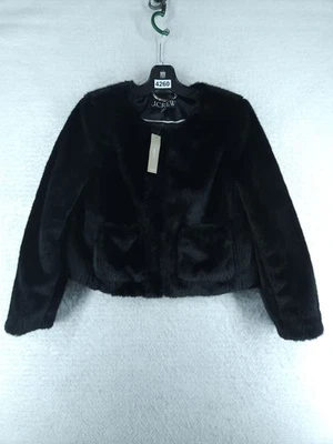 J. Chaqueta corta Crew de piel sintética para dama - negra nueva con etiquetas $228 talla XS Foto 1 de 4