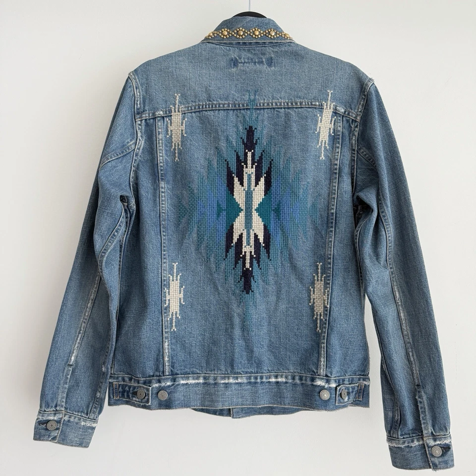 Chaqueta Denim Remi Relief Golden State Grande Bordada Ortega Chimayo Tachonada Foto 1 de 4