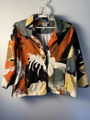 Chaqueta Blazer Botón Parejil & Sage Para Mujer Talla XL Multicolor Artística Abstracta Foto 1 de 4