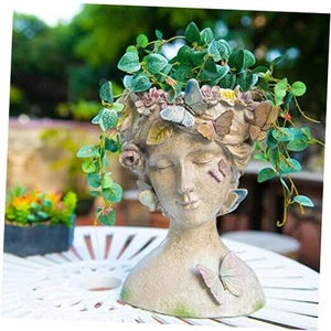 Face Flower Pot Head-Planters Succulent - 10 Inch Garden Resin Face Planter - Picture 1 of 7
