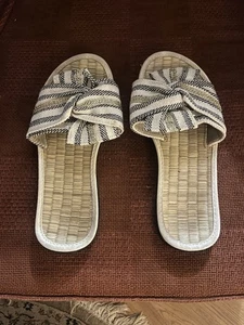 Pair Of Slide On Flat Sandals with Fabric Bow Front - Size 38/9(UK 6) - Picture 1 of 8