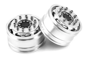 Billet Machined Alloy Wide 25mm Front Wheels (2) for Tamiya 1/14 Tractor Trucks - Picture 1 of 3