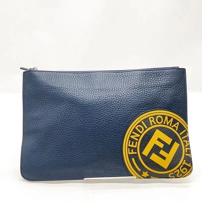NO TARIFF Fendi Clutch Bag  Navy Blue Leather 3282979 - Image 1 of 4