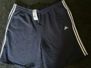 Adidas Herren 3-Streifen Fleece Kordelzug Sweat Shorts marineblau 4XLT Schrittlänge 10" - Bild 1 von 3