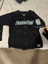 New Hampshire Fisher Cats Jersey Man In The Mountain Patch Black Men’s Size XL