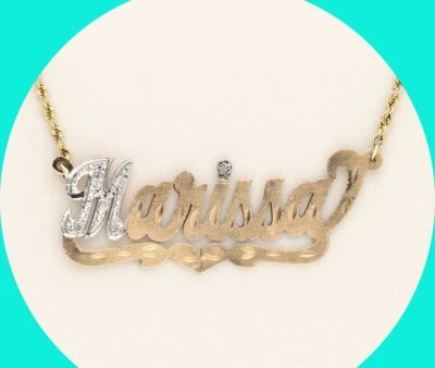 Diamond Marissa Nameplate Necklace Yellow Gold .06CT 16"L - Image 1 of 4