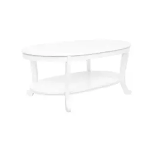 Linon Home Decor Coffee Table 20" x 48" x 28" Wood Frame Oval Shape Rustic White - Picture 1 of 6