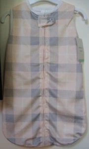 Girls Modern Baby Peach Gray Plaid Very Soft Swaddle Sleep Sack Blanket 0-3M - Picture 1 of 2