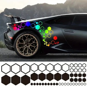 52pcs Car Side Honeycomb Vinyl Body Decal Sticker DIY Graphics Hexagonal Decor - Picture 1 of 27