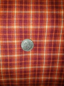 Orange & Plaid Burgandy Quilt Fabric Wide 44 × Long 142 in. Cotton Fall Colors - Picture 1 of 5