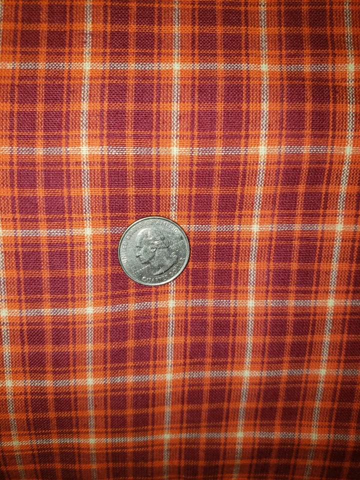  Orange & Plaid Burgandy Quilt Fabric Wide 44 × Long 142 in. Cotton Fall Colors - Image 1 of 4