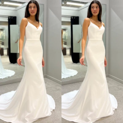 Chiffon Wedding Dresses V Neck Sleeveless Beach Boho Mermaid Grass Bridal Gowns - Image 1 of 4