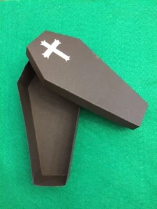 6 Coffin Favor Treat Box Halloween Gothic Wedding Party Black White casket - Picture 1 of 8