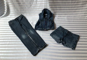 Cat & Jack Girls Jean jacket, Cherokee Jean Shorts & PBX Jeans - Sz 7/8 - Picture 1 of 13