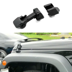 Front Locking Hood Catch Lock Latch Brackets Kit Fit For 07-17 Jeep Wrangler JK - Imagen 1 de 5