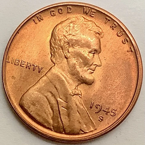 1945 S  Uncirculated BU Red RD - Lincoln Wheat Cent ~ A832 Cover