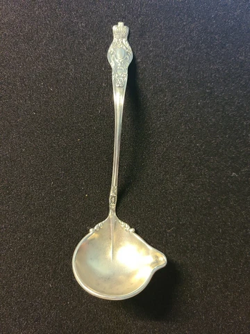 ANTIQUE MARKED STERLING ◇ 5.5" GRAVY LADLE WITH 2" BOWL SPOUT ♡ GORGEOUS DESIGN Cover