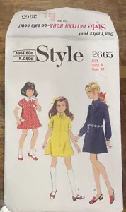 Style Girls Vintage 70s Collared Sleeve A Line Dress Sewing Pattern 1485 Size 8 - Picture 1 of 3